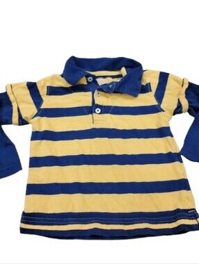 Arizona Pullover Polo Shirt Toddler Boys 24M Blue Yellow Striped Long Sleeve